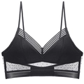 Reggiseno sexy nero schiena scoperta stile francese con dettagli in rete e pois - 3XL / Top Nero