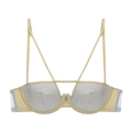Dettaglio del reggiseno in mesh con spalline incrociate e finiture in raso color oro - S / 文胸单品 / Oro