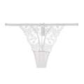 String en dentelle florale blanche avec taille élastique fine et nœud en soie blanc - S / Blanc