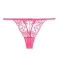 Rosaroter Spitzen-Tanga mit Blumenmuster, elastischem Bund und Schleife auf Weiß - S / Rosenrot