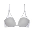 White French style seamless triangle bra with sheer mesh trim and adjustable straps - 70A / White