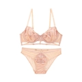 Conjunto de lencería de encaje bordado rosa pálido con sujetador con aros y braguita - 70B / Color Piel