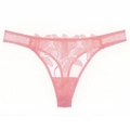 String sexy en dentelle florale rose pour femme avec mesh transparent et taille basse - XS / Rose