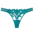String en dentelle bleu canard avec broderie florale délicate et coupe taille basse - Vert