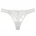 String sexy en dentelle blanche pour femme avec broderie florale et mesh transparent - Tout Blanc
