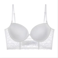 Elegant white longline lace bra with U-back design and adjustable straps for women - 70A / Tops / White