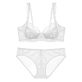Elegante set di lingerie in pizzo bianco con reggiseno in mesh e slip coordinati - 95C / Bianco
