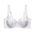 Soutien-gorge en dentelle blanche avec broderie papillon et fines bretelles triples - 70B / Blanc