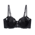 Soutien-gorge en dentelle noire avec broderie papillon et doubles fines bretelles - 70A / Noir