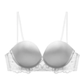 French style white lace push-up bra with detachable straps and U-shaped back - 70A / White