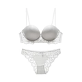 Set lingerie bianco in raso e pizzo con reggiseno con ferretto morbido e slip - 70A / Bianco