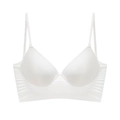 Minimalistischer nahtloser weißer BH für Damen mit schmalen Trägern und Stützunterband - S / Weiß
