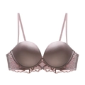 French lace push-up bra in lavender silk finish with elegant U-shaped open back design - 70A / Lotus Pink