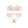 Nahtloses trägerloses Push-up-BH- und Mesh-Slip-Set in beiger Hautfarbe - 70A / Oberteil Und Unterteil / Hautfarben