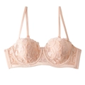 Soutien-gorge en dentelle rose poudré avec broderie papillon et armature souple - 70B / Rose
