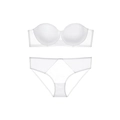 Weiẞes trägerloses Push-up-BH-Set mit passendem Slip und Cutout-Spitze für Damen - 70B / Oberteil Und Unterteil / Weiß