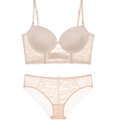 Conjunto de sujetador con espalda en U y encaje floral en beige sin costuras - 70A / Conjunto Nude