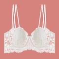 Reggiseno con ferretto in pizzo floreale bianco con doppie spalline e bordi a ciglia - 70A / Bianco