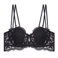 Reggiseno in pizzo floreale nero stile francese con ferretto morbido e spalline doppie - 70A / Nero