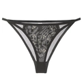 Culotte française sexy en tulle noir avec broderie vintage et fines brides élastiques - S / Noir