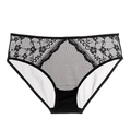 Elegante schwarze Spitzenunterwäsche mit atmungsaktivem Mesh und Blumenstickerei - S / Schwarz