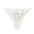 Tanga en dentelle blanche à broderies florales avec maille fine et respirante - S / Blanc