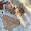 Conjunto de lencería push-up sin costuras en color nude con sujetador liso y braguita - 70C / Color Piel
