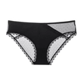 Bragas sexys de encaje negro con malla transpirable de lunares y puente de algodón - M / Negro