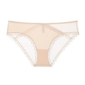Detalle de bragas de encaje transparente con diseño cruzado y forro de algodón transpirable - S / Color Piel