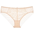 Elegantes bragas de encaje floral color nude y malla transpirable con entrepierna de algodón - S / Color Piel