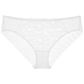 Bragas elegantes de encaje blanco y malla transpirable con bordado floral para mujer - S / Blanco