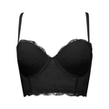 Bustier élégant en dentelle florale noire avec armatures et fines bretelles - 70B / Noir