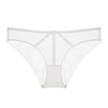 Bragas sexys de malla blanca para mujer con tiro bajo y entrepierna de algodón transpirable - M / Blanco