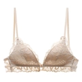 Elegante sujetador de encaje beige con cierre frontal y espalda en forma de U - Pieza Única Beige / 70A