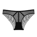 Braguita sexy de malla negra para mujer con cintura baja y encaje transparente - M / Negro