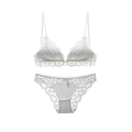 Conjunto de lencería de encaje blanco con sujetador de triángulo y braga a juego - 85C / Blanco
