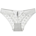 Franse sexy witte kanten slipjes met katoenen kruisje en hartvormige metalen gespen - S / Wit
