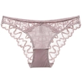 Lace mesh panties for women in lavender with floral patterns and a small bow detail - Lotus root pink