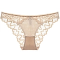 Bragas de encaje francés para mujer en color beige, diseño de malla sin costuras - S / Color Piel