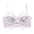 Französisches weißes Bralette mit Wimpernspitze, Bügel und tiefem U-Rücken - S / Weiß