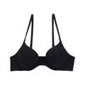 Seamless deep V-neck black bra with adjustable straps for women, minimalist T-shirt style - 70A/32A / Black