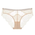 Elegantes bragas francesas de encaje color carne con bordado floral y malla fina - S / Color Piel