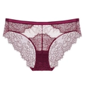 Braga francesa de encaje burdeos para mujer con elegante bordado de motivo floral - S / Burdeos