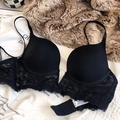 Lingerie sexy en dentelle noire pour femmes avec armatures et motifs floraux élégants - 70B / Noir
