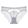 Bragas elegantes de encaje gris púrpura claro con bordado floral y bordes ondeados - S / Gris