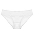 White floral lace low-waist briefs for women with breathable cotton crotch and scalloped edges - M / White