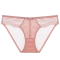 Roze bloemen kant onderbroek voor dames met satijnen strik en wimperkant trim - M / Roze