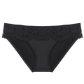 Sexy black lace panties for women featuring intricate floral embroidery and low waist fit - M / Black