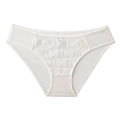 White French lace panties featuring elegant butterfly embroidery and cotton crotch - S / White