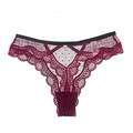 String en dentelle bordeaux avec pois en cœur et détails en mesh taille M - Bordeaux